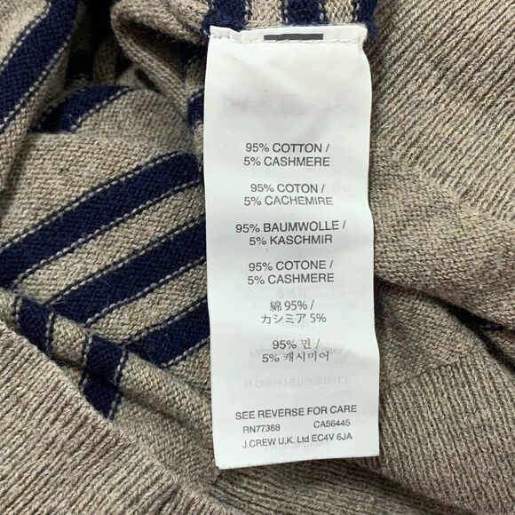 J.Crew men's striped cashmere blend crewneck Long Sleeve Sweater Size Medium - Picture 9 of 9